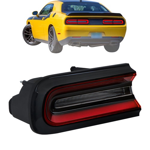 Driver Tail Light For Dodge Challenger 2015-23 Rear Outer LED Type Black Housing - Foto 14 di 14