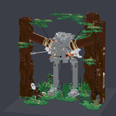 MOC-155772 Two Tree stumps Knock Down Walker Iconic Scene from Movie 1538 Pieces