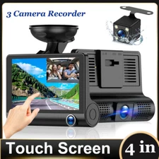 4"  Touch Screen Dash Cam 1080P Dual Lens Car DVR Recorder Front and Rear Camera