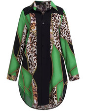 Stylish Contrast Print Ladies' Single Breasted Lapel Shirt Dress