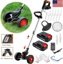 Cordless Electric Weed Lawn Eater Edger Yard Grass String Trimmer Cutter mower
