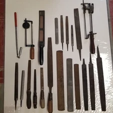 Vintage Metal File & Rasp Lot of 20 w/ Extendable Magnet & Holders, LOOK