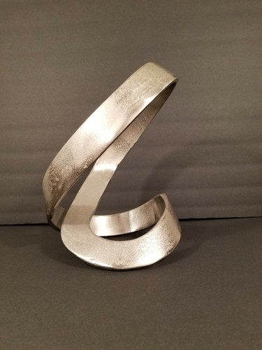 Contemporary Handcrafted Silver Metal Spiral Art Sculpture 12"×8" - Picture 1 of 11