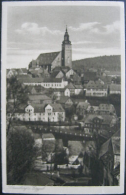 AK Schneeberg / Erzgebirge - Ortsansicht mit Kirche - um 1930