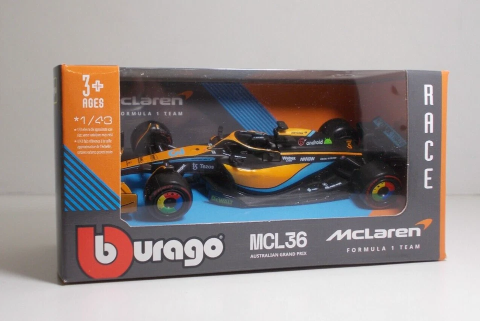Bburago 38063 McLaren MCL36  F1 Team #3 Daniel Ricciardo - METAL 1:43 - Immagine 2 di 2
