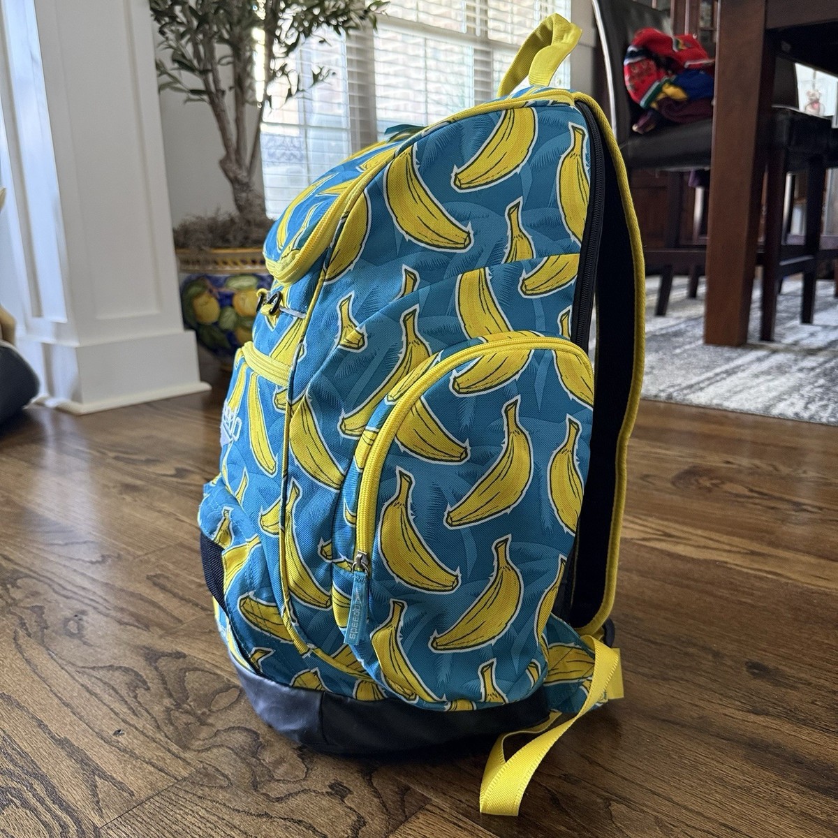 Speedo Teamster 35L Backpack Banana Print Rare Blue Yellow Swim 