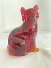 FENTON GLASS RUBY RED/Amberina SITTING CAT FIGURINE 4” Limited Edition ...