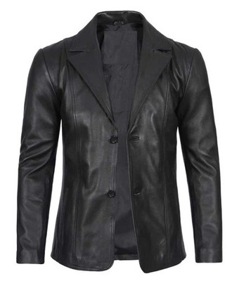 Stylish Real Black Blazer Decent Formal Business Men's Handmade Lambskin Leather