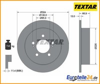 2 St. Bremsscheibe Pro Textar 92347403 FüR Ssangyong Musso