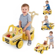 4 in 1 Ride on Push Car,Sliding Walking Car w/Trailer, Music, Under-Seat Storage