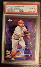 2018 Topps Chrome Purple Refractor Yadier Molina /299 #24 PSA 10
