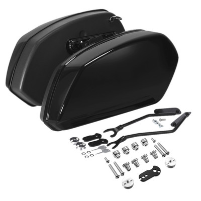 Vivid Black Saddlebags & Docking Kit Fit For Harley Fat Boy Breakout 2018-2025