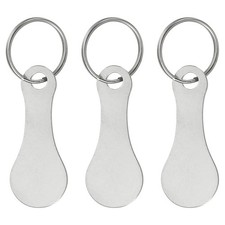 3Pcs, Shopping Trolley Token Key Ring 2.2 Inch Cart Remover Silver Tone