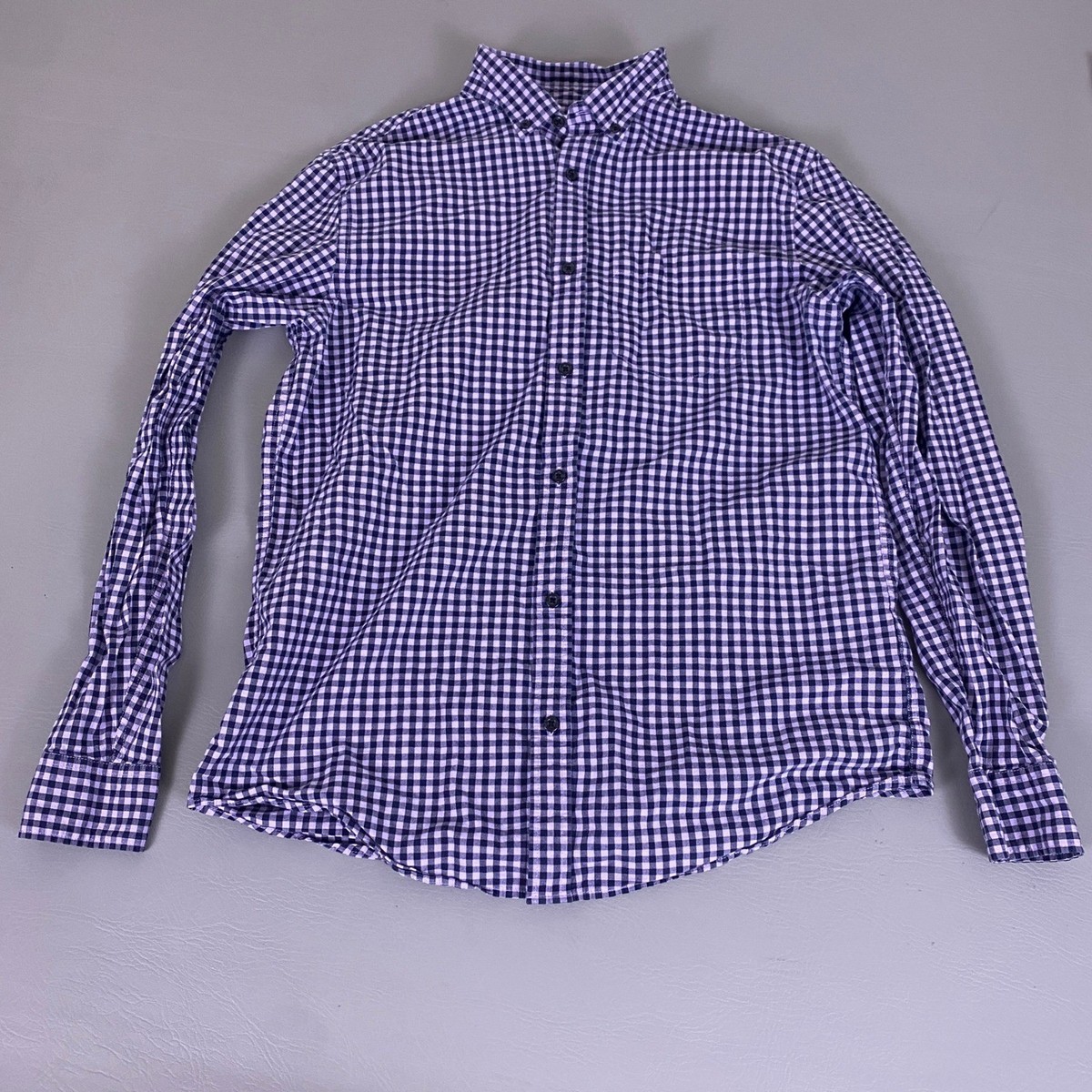 Old Navy Everyday Shirt Men's Large Tall Slim Fit Purple Gingham