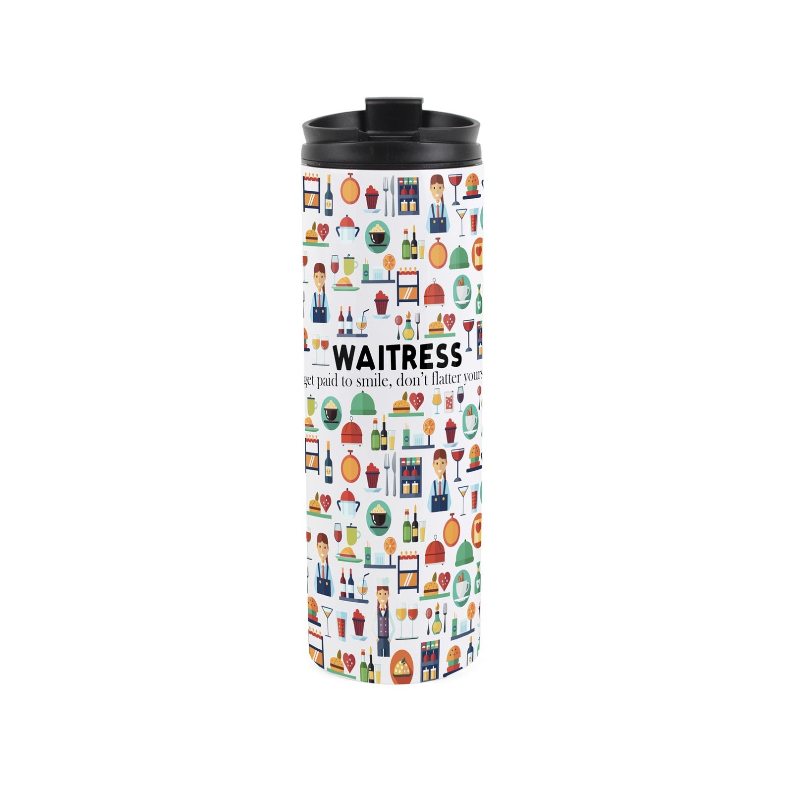 Waitress Travel Flask - Hospitality Gift 500ml Reusable Stainless Steel Flask