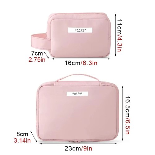 Solid Color Ladies Cosmetic Bag Waterproof Toiletry Bag Travel Makeup Bag - Picture 2 of 11