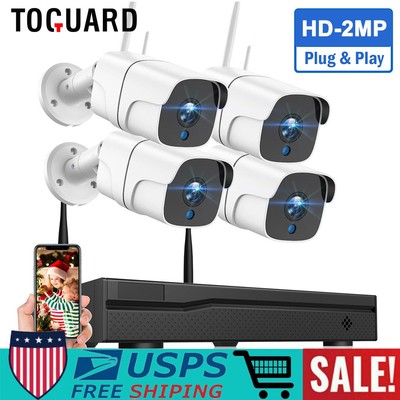 TOGUARD 8CH 2MP NVR Audio Wireless Security WiFi Camera System CCTV 24/7 Record