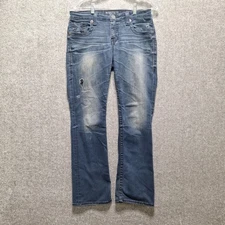 Big Star Jeans Women 30 R Distressed Faded Denim LIV Boot Cut Stitched 32x31