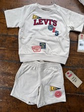 Levi's Boys 2-Piece Oatmeal Sweatshirt and Shorts Set, Size 2T