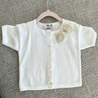 Fingerprints New York White Knit Cotton Cardigan Sweater 24M Short Sleeve Floral — photo 1
