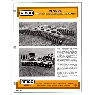 Amco Prods Wheel Tandem Disc Harrows Yazoo City MS Vintage Farming Leaflet SJ24