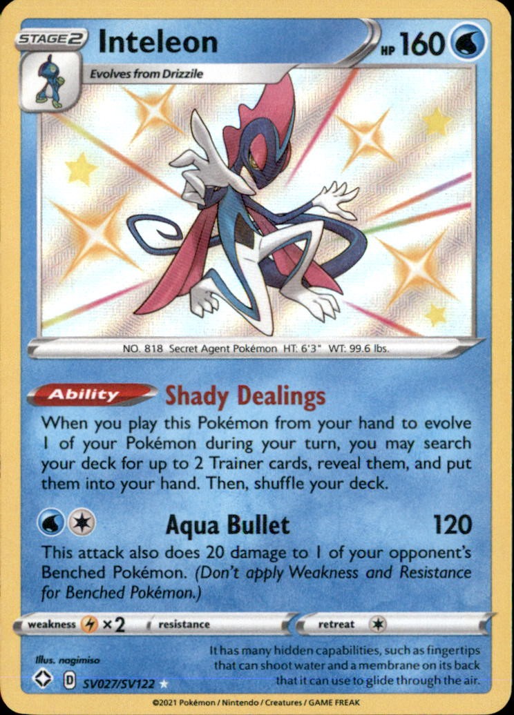Inteleon SV027/SV122 Shiny Rare Shining Fates Shiny Vault Pokemon Holo NM/LP
