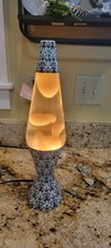 Original Mega Lamp Damascas 16" Lava Lamp. Black And White Base. Yellow Lava