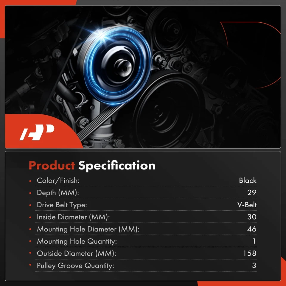 Equilibrador armónico A-Premium para camioneta Nissan D21 1990-1994 1995 1996 1997 2,4 L Foto 3 de 4