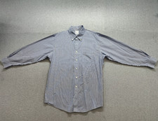 Brooks Brothers Men Dress Shirt 16.5-33 Blue Striped Stretch Long Sleeve Formal