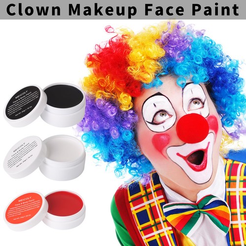 Clown Makeup KitWhite Black Red Face Body Paint for Halloween Devil Joker Zo - Picture 2 of 9
