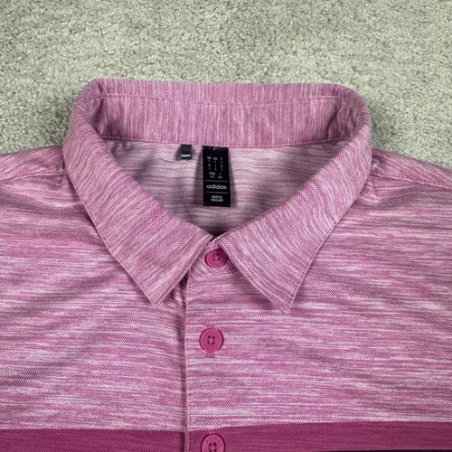 Adidas Polo Shirt Mens Large Golf Performance Striped Recycled Polyester - Picture 2 of 12