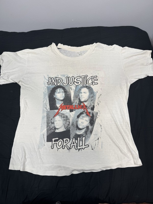 Vintage Metallica Shirt Mens White 80S And Justice For All Metal USA 1988