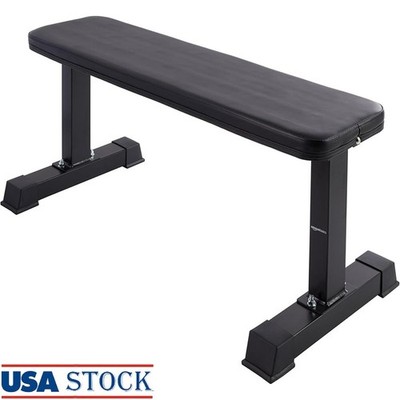 Flat Weight Bench Strength Training Exercise Durable Steel Frame Compact Design