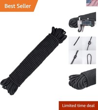 Sturdy 6MM Black Nylon Rope - 100FT Rope with 550LB Load Capacity for Every Task