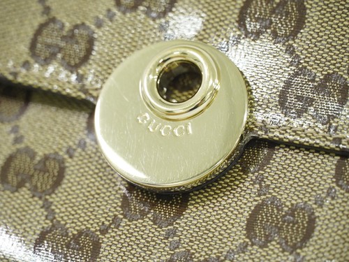 GUCCI GG Crystal 231835 Long Wallet Beige Brown Gold - Picture 7 of 15