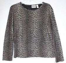 Chicos Brown Leopard Burnout Tunic Top Long Sleeve Scoop Neck Size 2 Large