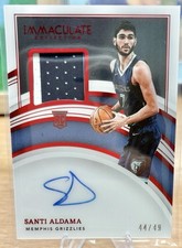 2021-22 Panini Immaculate - Rookie Patch Autographs Santi Aldama #136 Red /49 