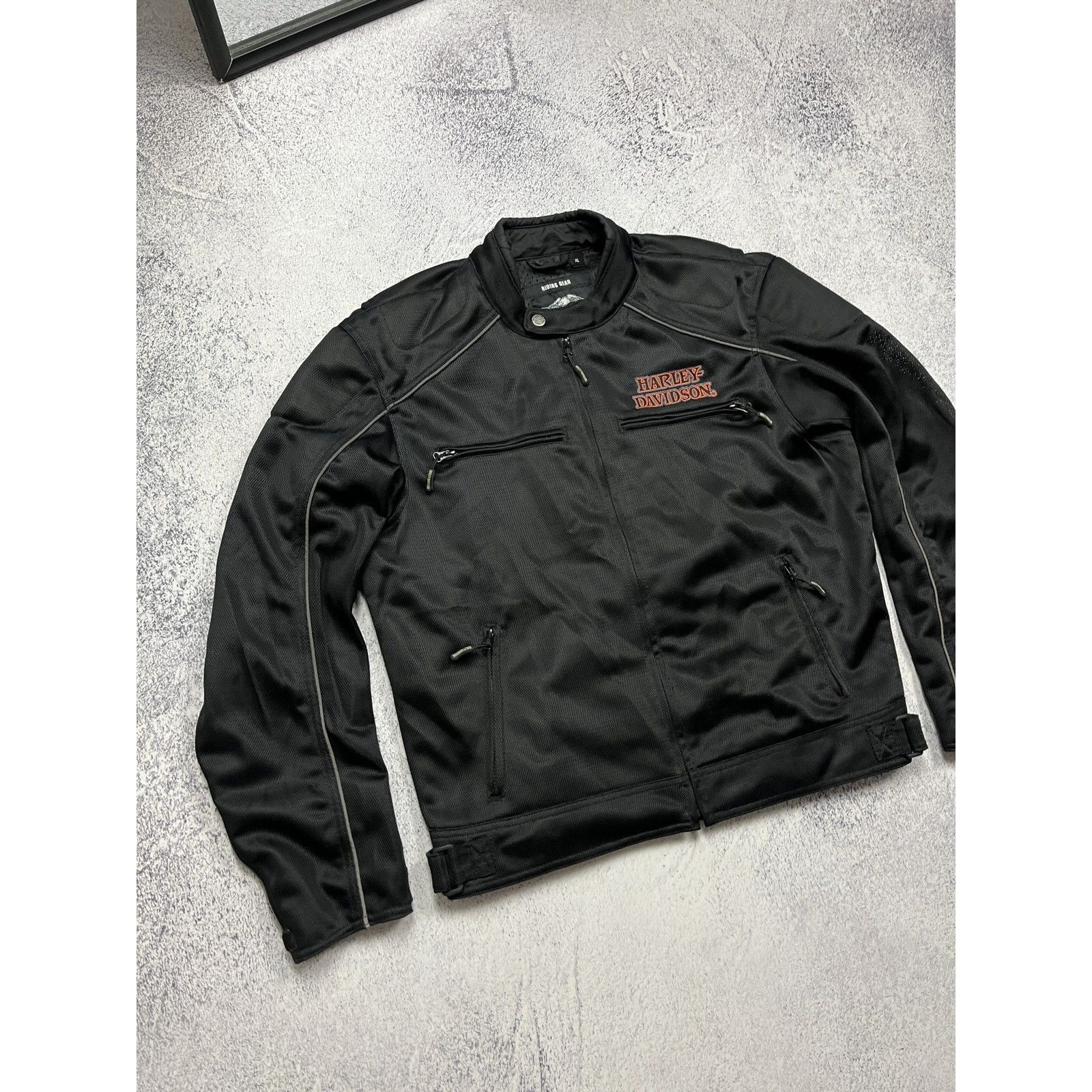 Flames Harley Davidson Biker Motorcycle Jacket Big Logo Rare image 6