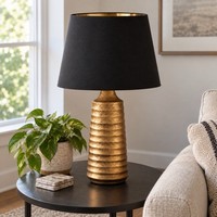 Hestia Black Gold Ceramic Table Lamp 56cm Modern Bedside Living Room Light