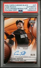 💥25 Topps Chrome BLACK Cade Povich COLOR MATCH Orange RC SSP /25 PSA 10 AUTO!💥