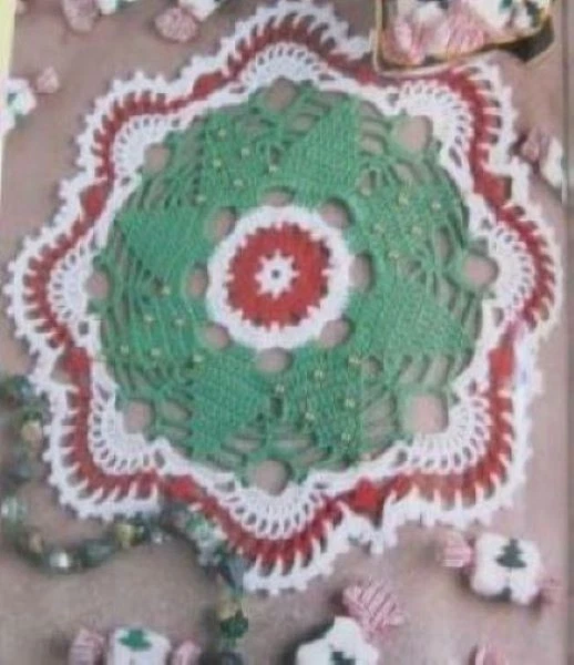 Tapete de árbol de Navidad (#WW126) patrón de ganchillo vintage