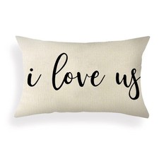 Ogiselestyle Farmhouse Pillow Covers with I Love Us Quotes 12" x 20" Lumbar P...