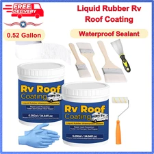 Liquid Rubber Rv Roof Coating White Camper Rv Roof Sealant Easy to Apply 0.52Gal