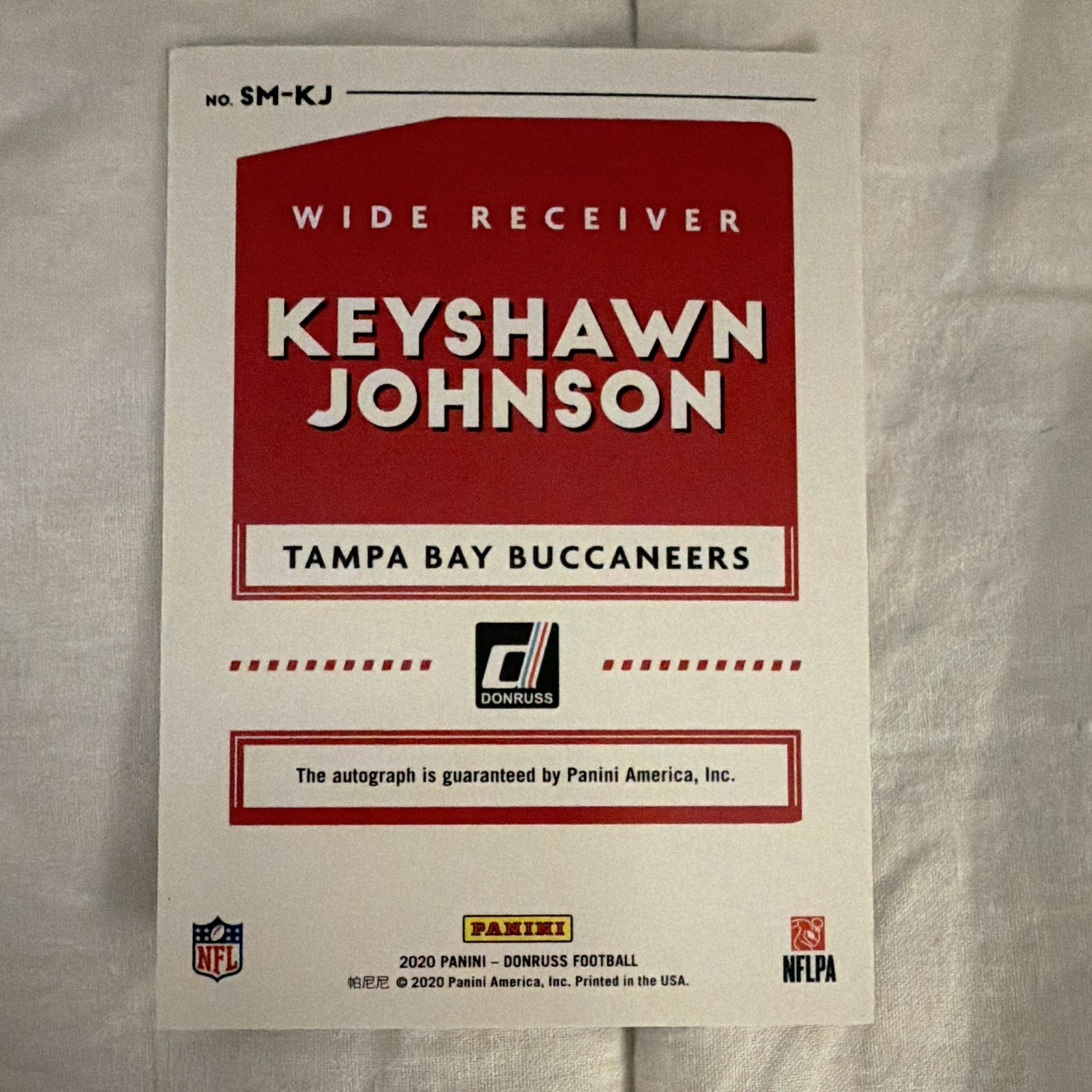 Panini 2020 Donruss Signature Marks Keyshawn Johnson Bronze 1/1 Auto SM-KJ view 2