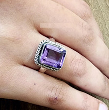 Amazing Amethyst Ring in 925 Sterling Silver Handmade Boho Ring All Size R319