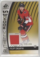 2017 SP Game Used Authentic Rookies Gold Jersey 215/399 Filip Chlapik #129 g8v