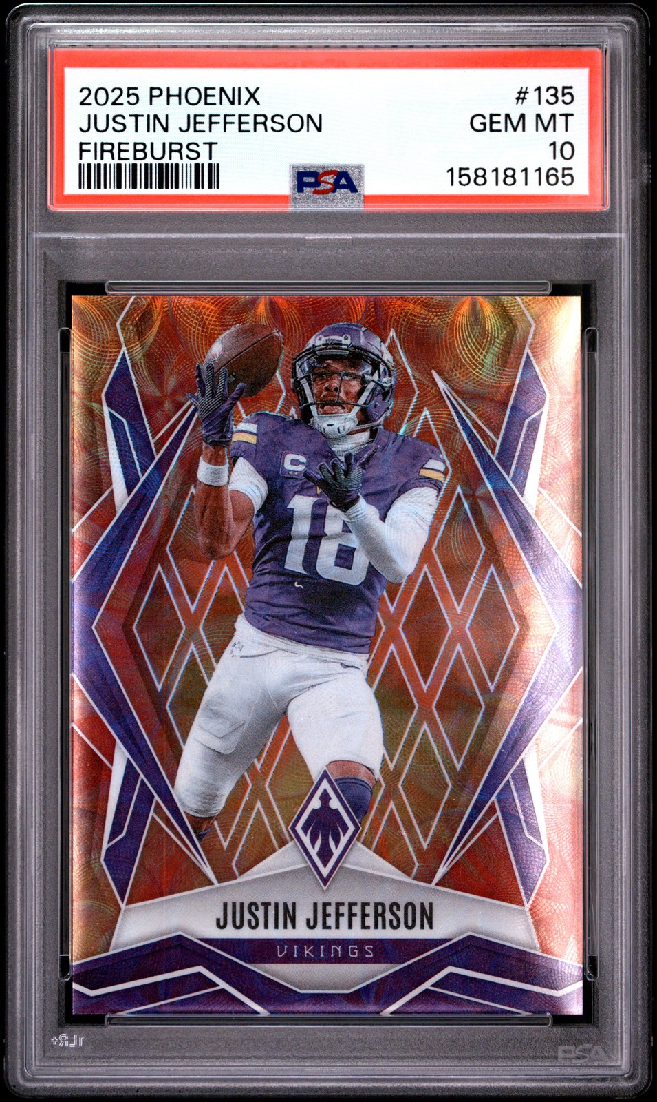 2025 PANINI PHOENIX FIREBURST #135 JUSTIN JEFFERSON 116/350 PSA 10 view 1
