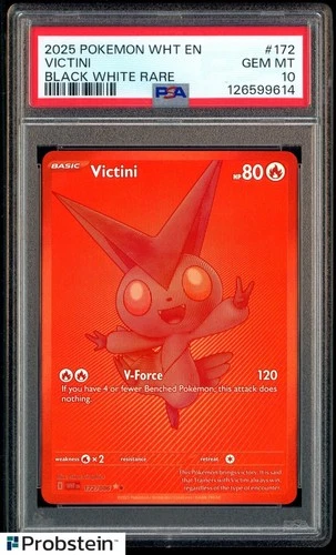 2025 Pokemon SV White Flare WHT EN Victini Black and Rare #172/086 PSA 10