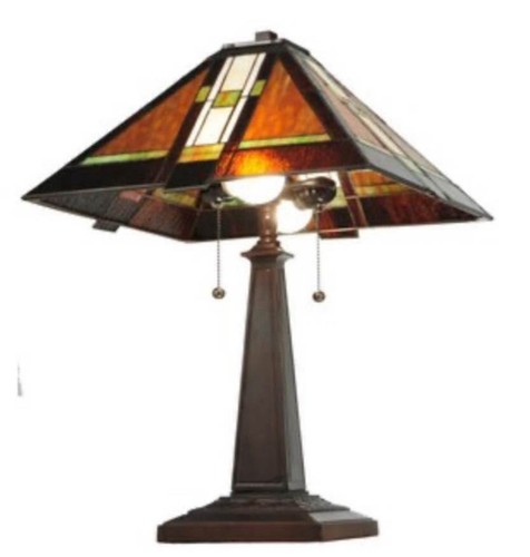Meyda Tiffany Table Lamp Arts & Crafts Mission Style Stained Glass Shade - Picture 7 of 7