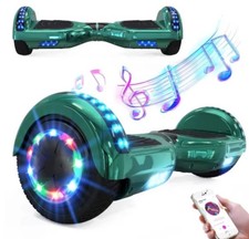 GeekMe 6.5″Self-Balancing Hoverboard Scooter Bluetooth LED SmartRide ChromeGreen